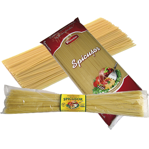 Spaghete ”Spicusor” Se comercializează în vrac - 18 kg în ladă din carton ondulat, preambalate în pu...